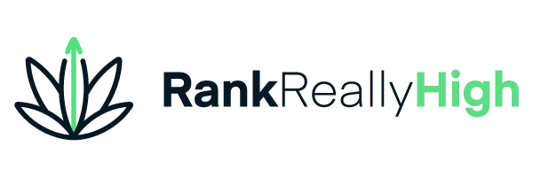 A logo for Rank Really High, a cannabis dispensary SEO and e-commerce platform.