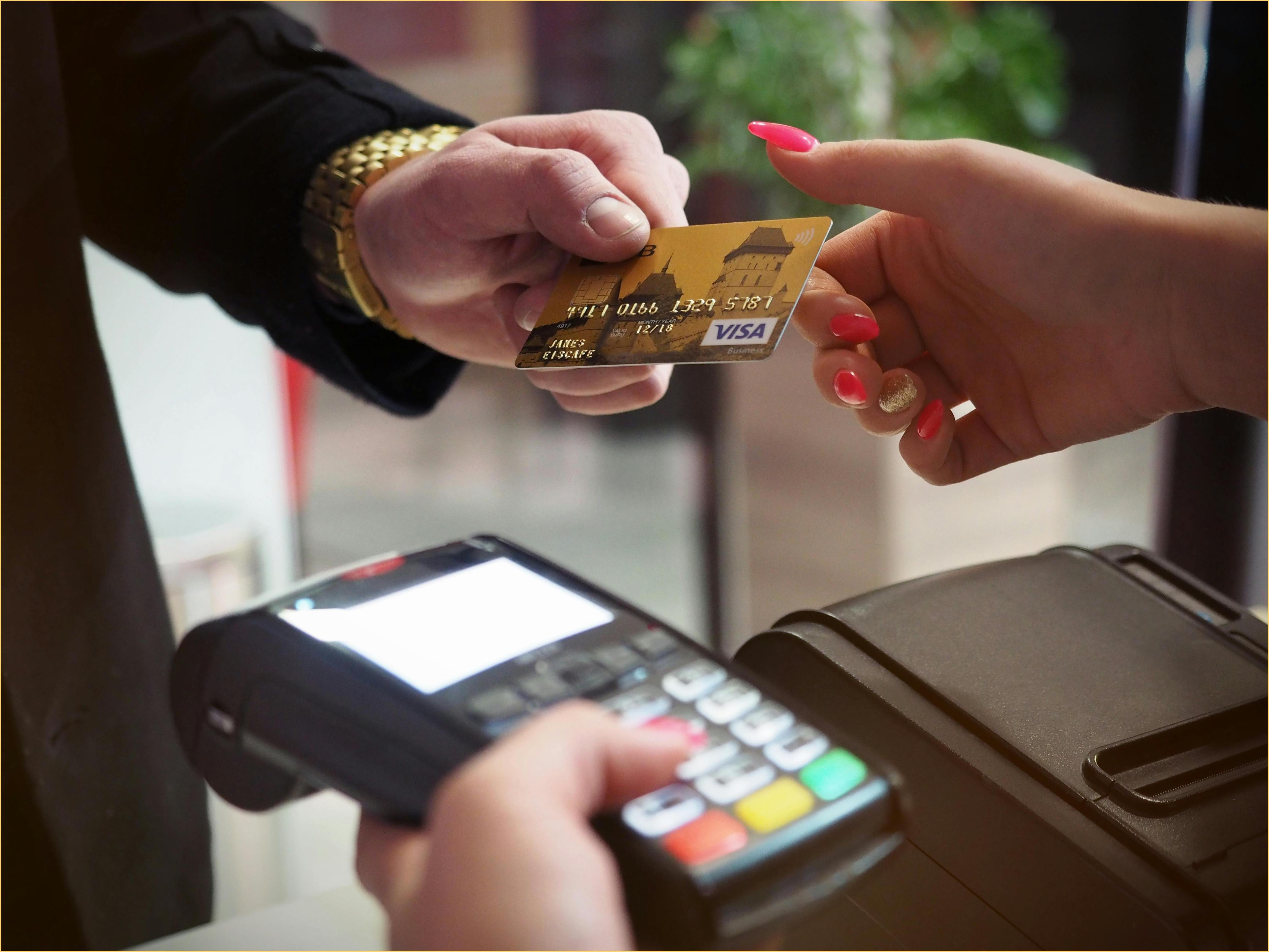 Credit card transaction at payment terminal