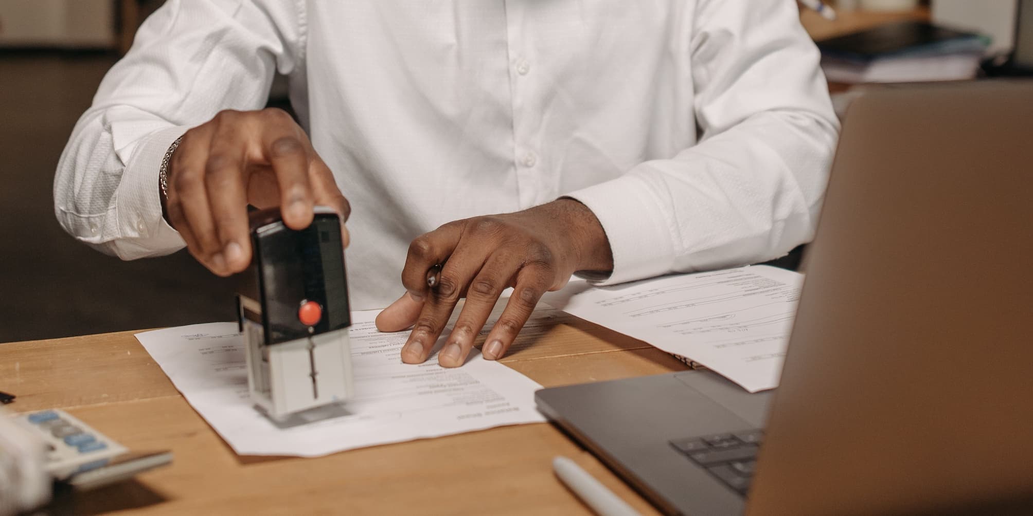 Document being stamped