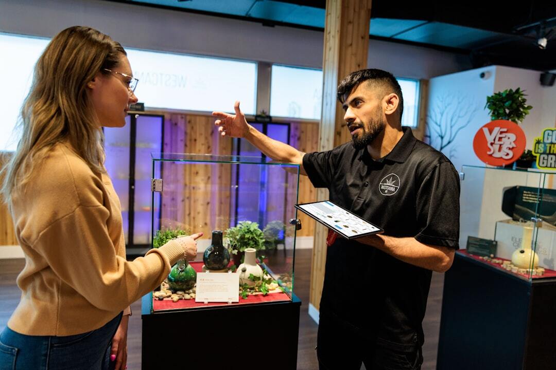 Cannabis dispensary consultation with customer guidance