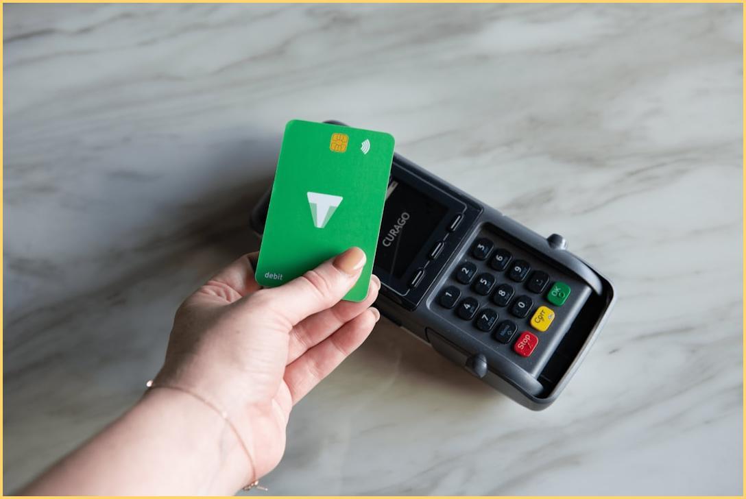 Contactless payment with green debit card