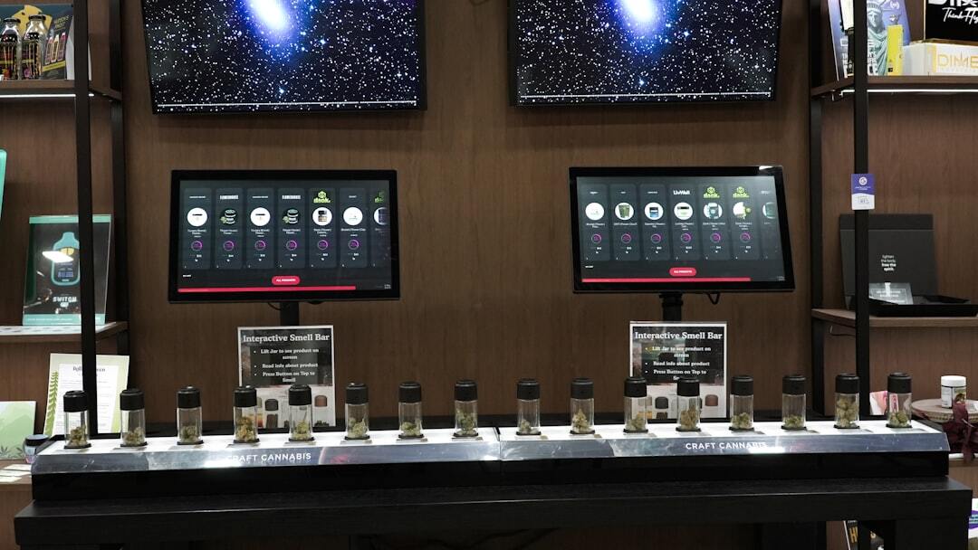 Interactive cannabis display with digital screens